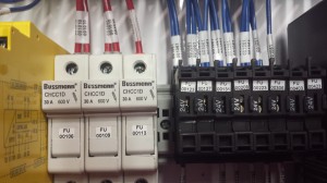The FU labels marking the fuses. 