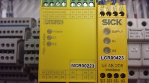 This controls the master controls and the light curtains. Light curtains are a safety precaution. If triggered these will redirect the machine=relays. 