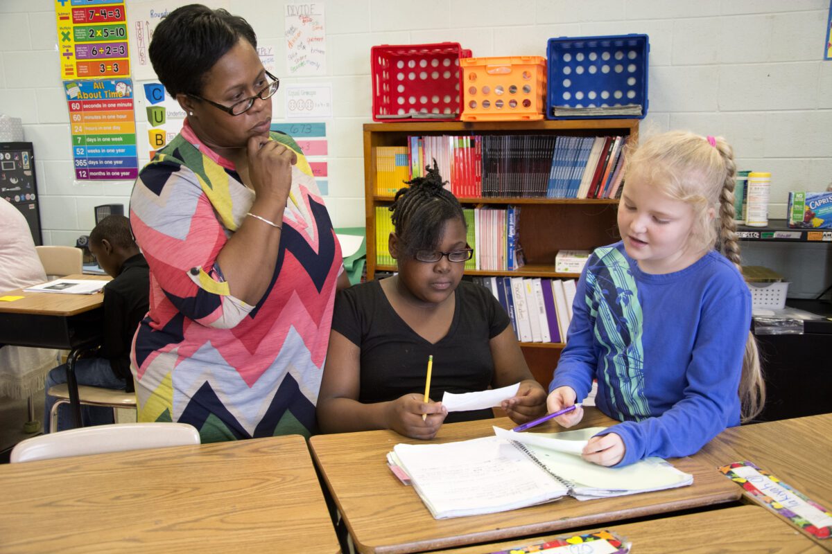 Keisha Speight teaches math in her classroom.
