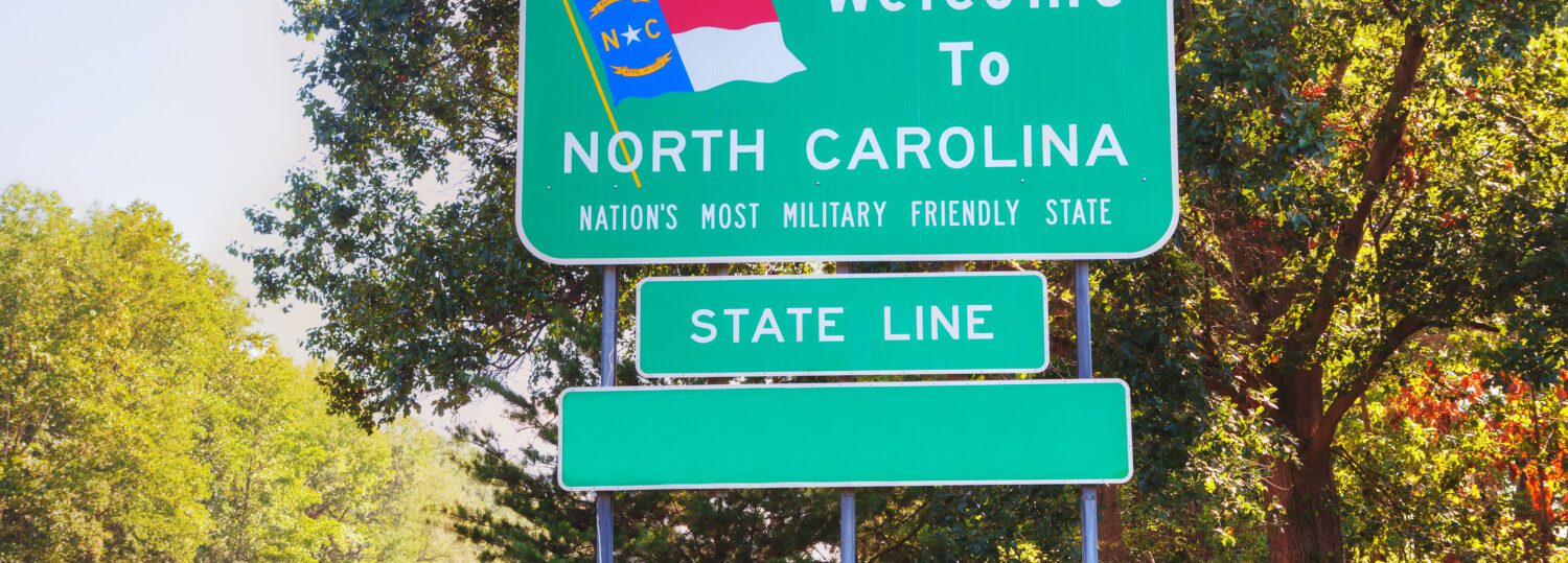 Welcome to North Carolina sign at he state border