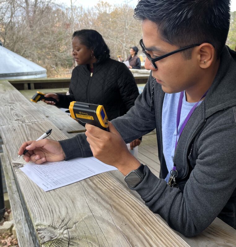 Mountains to Sea Scholars explore heat islands at the Walnut Creek Wetlands Center in Raleigh where they learned how to bring placed-based learning into their classrooms.