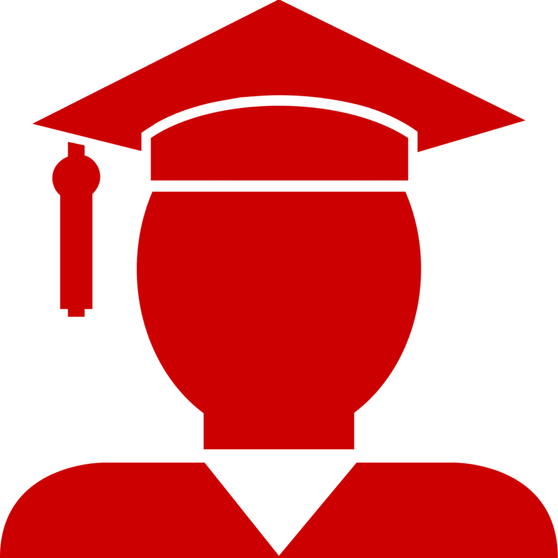 Red icon of graduate