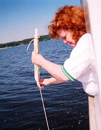 2005 Kenan Fellow DeeDee Whitaker conducting research on the Neuse River.