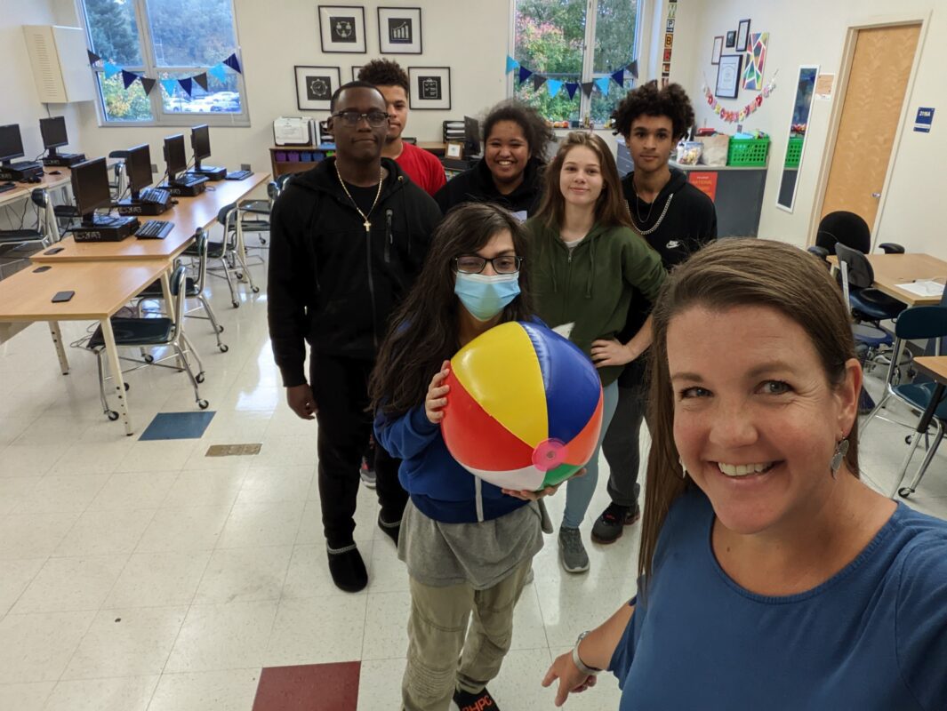 Beth Campbell and a group students who participate in alternative education programs.