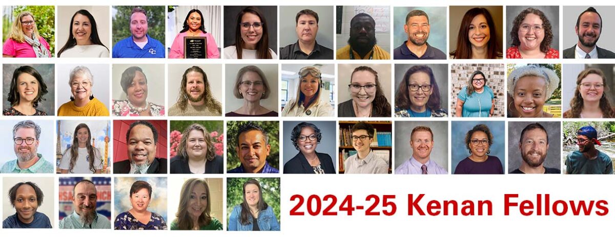 Headshots of all 38 Kenan Fellows in an infographic with text that reads 2024-25 Kenan Fellows.