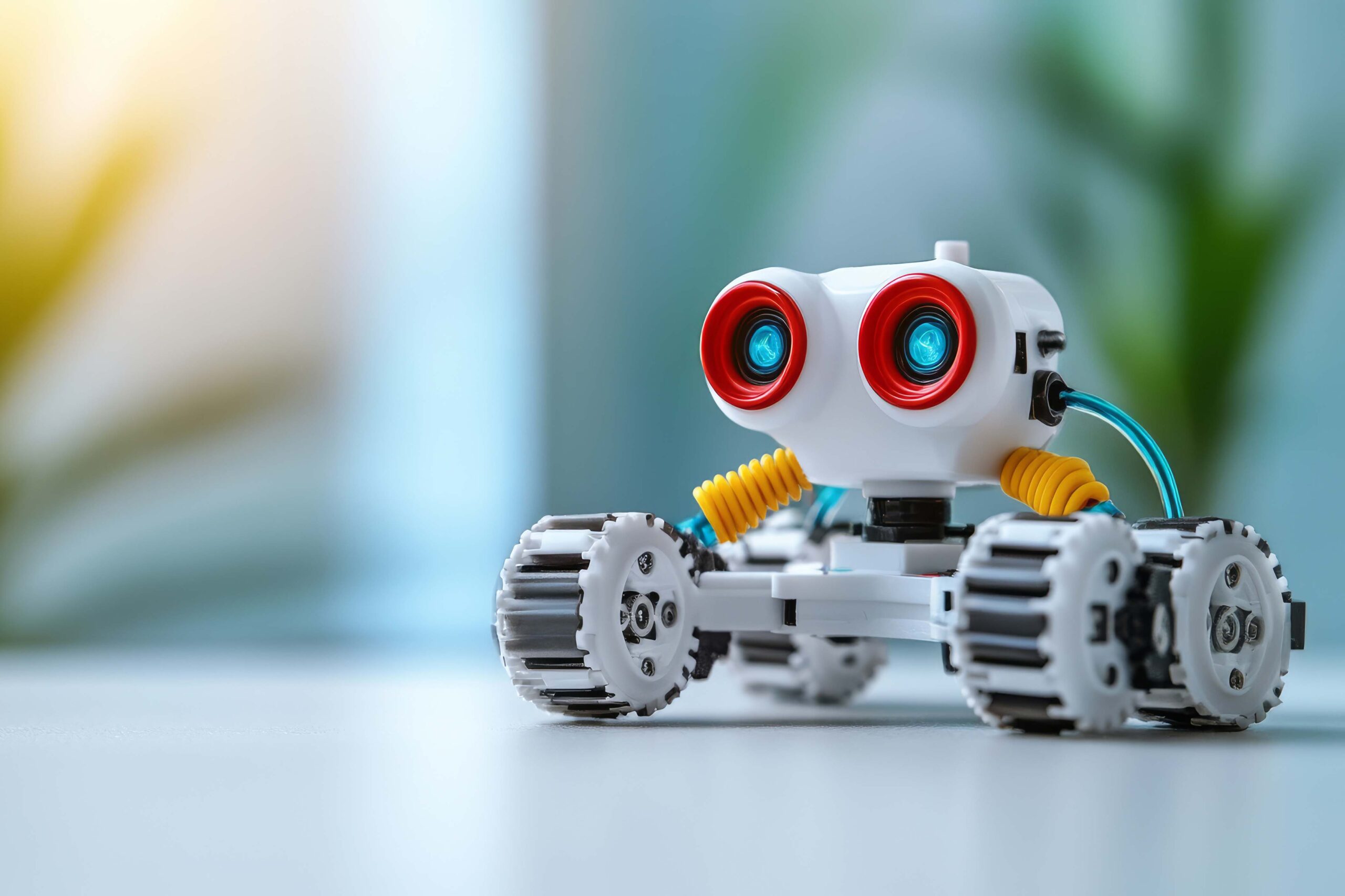 Colorful robotic kit revealing mechanical components, highlighting hands-on learning potential for young technology enthusiasts in vibrant educational environment