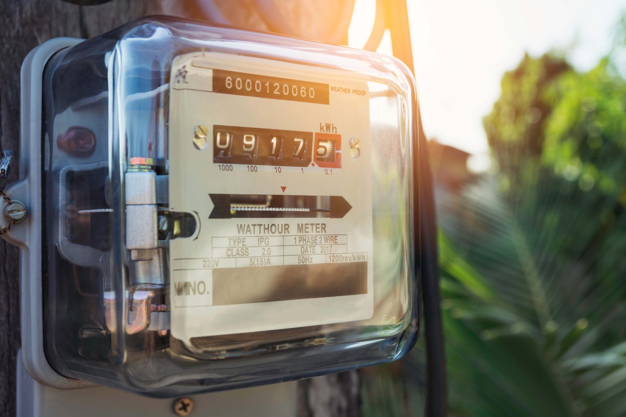 Electric power meter measuring power usage. Watt hour electric meter measurement tool.