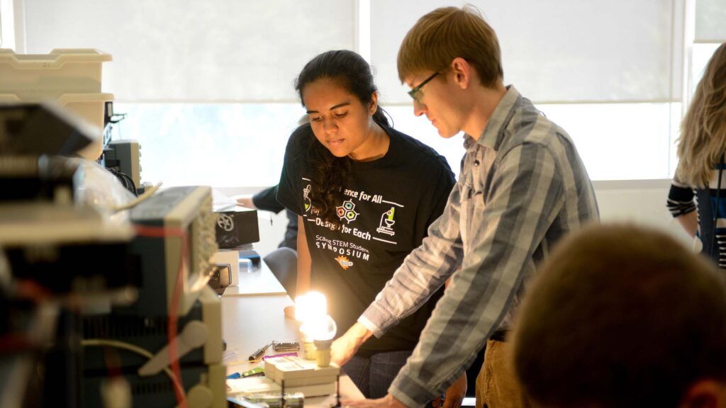 Students and faculty take part in a FREEDM center summer camp for undergraduate students and middle-schoolers. Photo by Marc Hall
