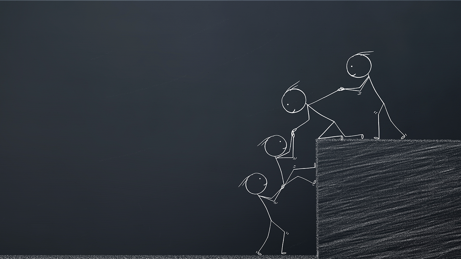 team members helping each other.