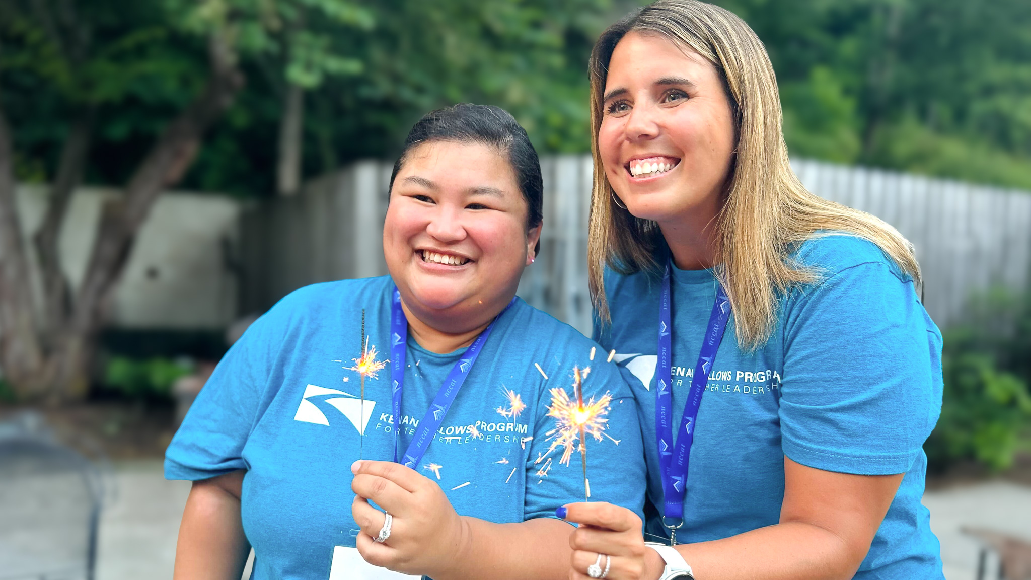 Kenan Fellows light sparklers during our Summer Professional Development Institute for teachers.