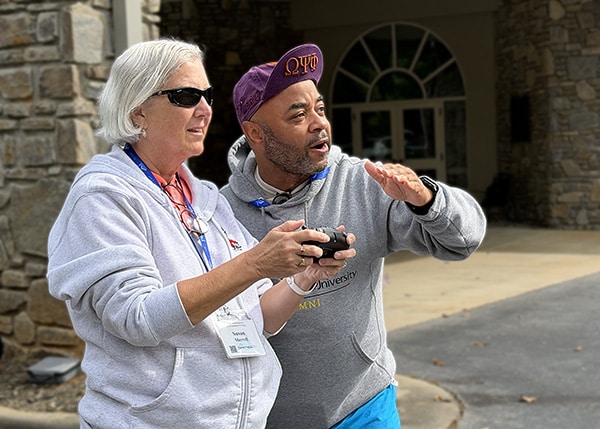 Kenan Fellow learns to fly a drone.
