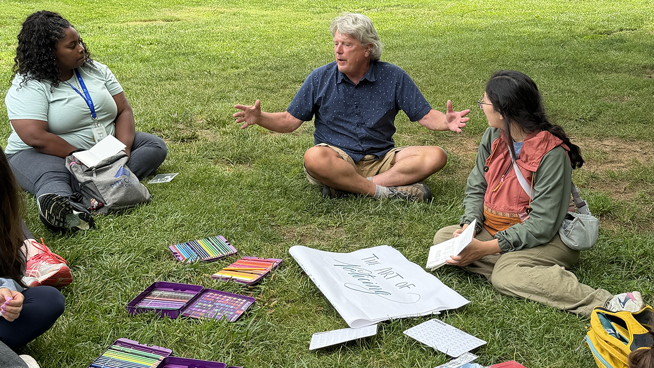Kenan Fellows participate in a natural journaling activity.